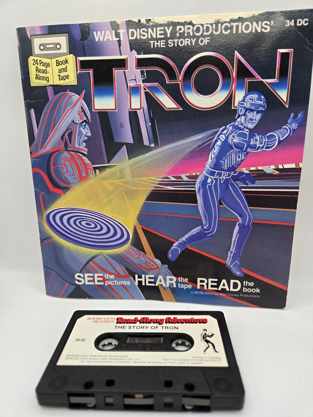 Walt Disney Productions "TRON" Read-Along Book & Tape - Retro Neon Cover